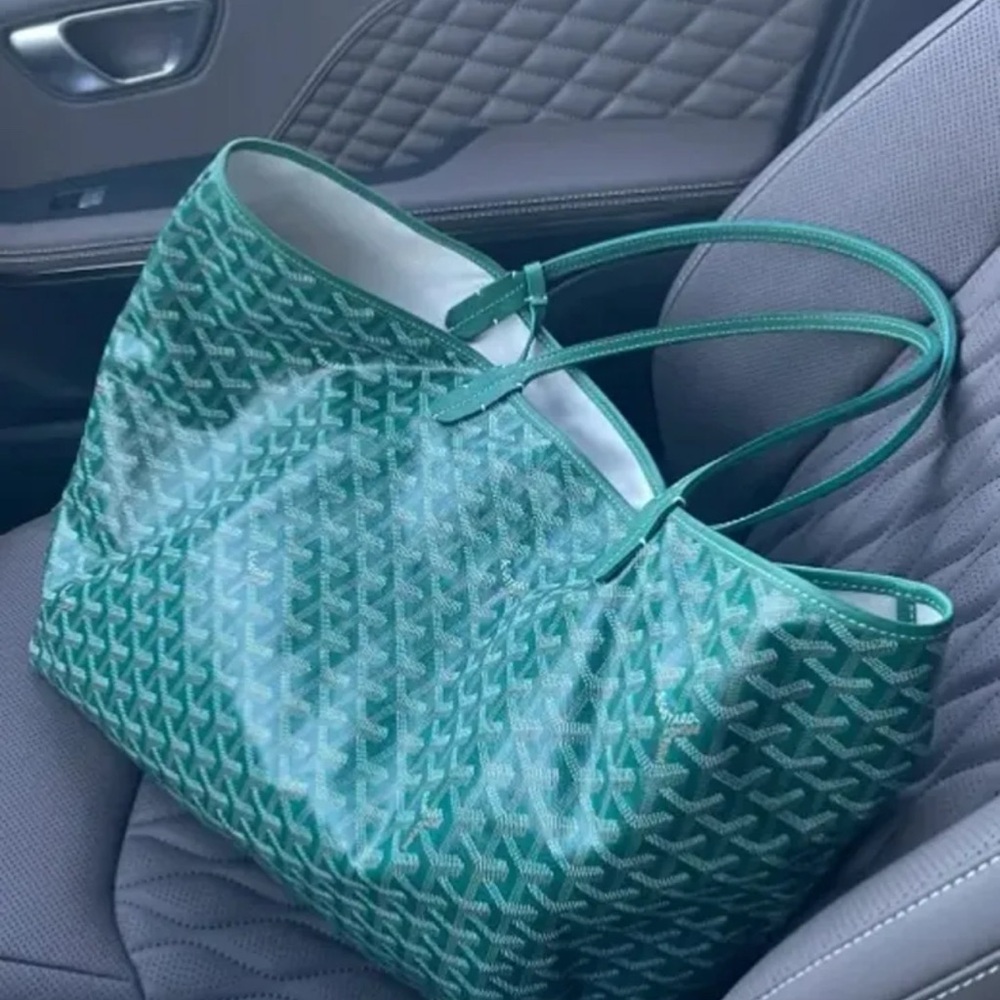 Large Green Patterned Shoulder Tote Bag - image 1